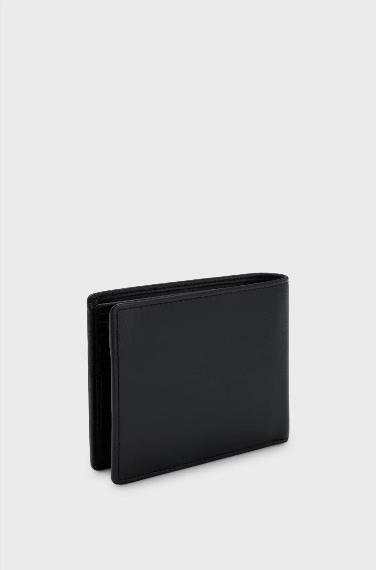LEATHER BILLFOLD WALLET WITH EMBOSSED LOGO AND COIN POCKET