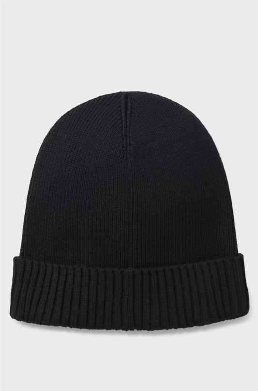 LOGO-DETAIL BEANIE HAT IN COTTON AND VIRGIN WOOL