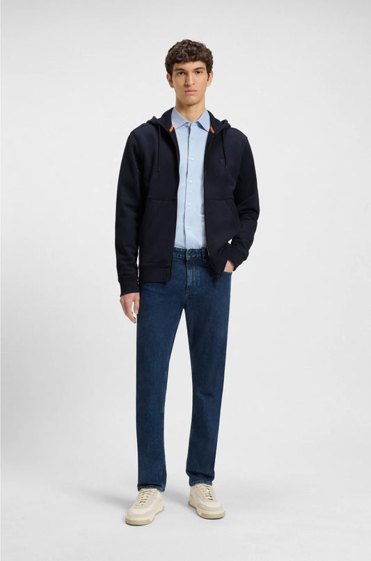COTTON-TERRY ZIP-UP HOODIE WITH TONAL LOGO PATCH