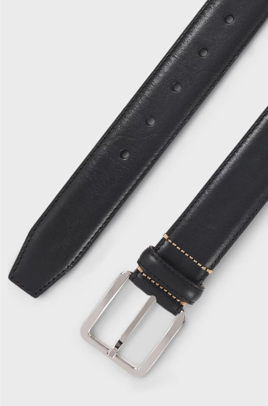 ITALIAN-LEATHER BELT WITH CONTRAST STITCHING