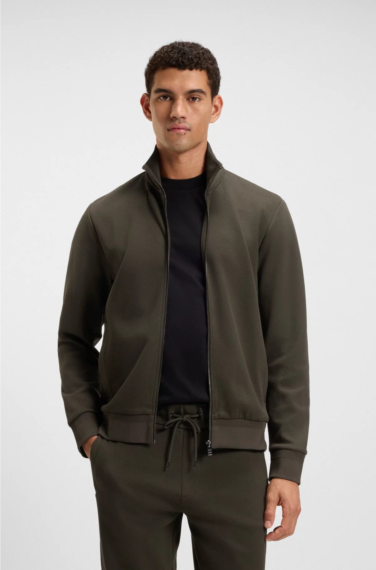 ZIP-UP SWEATSHIRT IN MERCERISED STRETCH-COTTON PIQUE