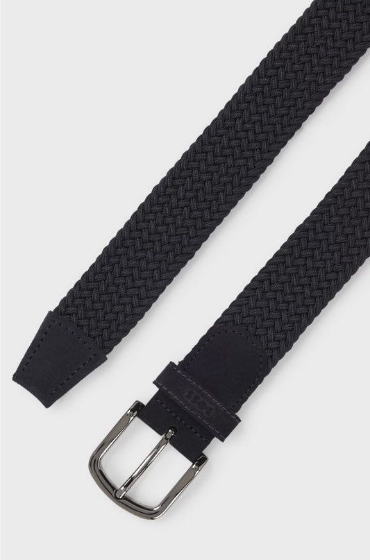 WOVEN BELT WITH LEATHER TRIMS