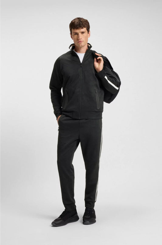 CIRCLE-JACQUARD ZIP-UP SWEATSHIRT WITH SIDE STRIPES