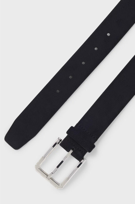 SUEDE BELT WITH SILVER-TONE BUCKLE