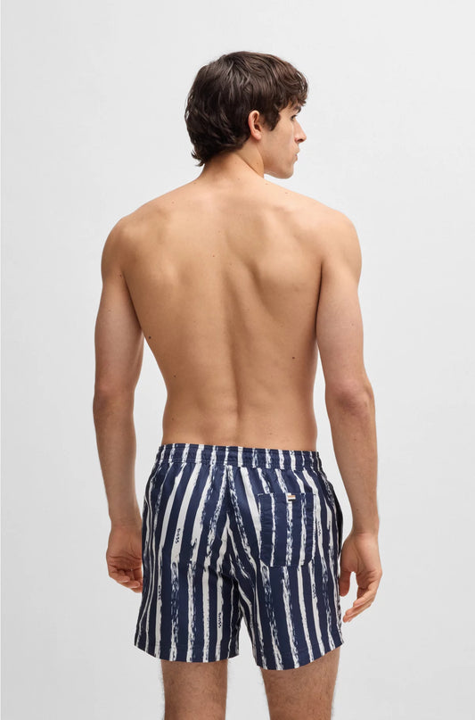 PRINTED SWIM SHORTS WITH LOGO DETAIL