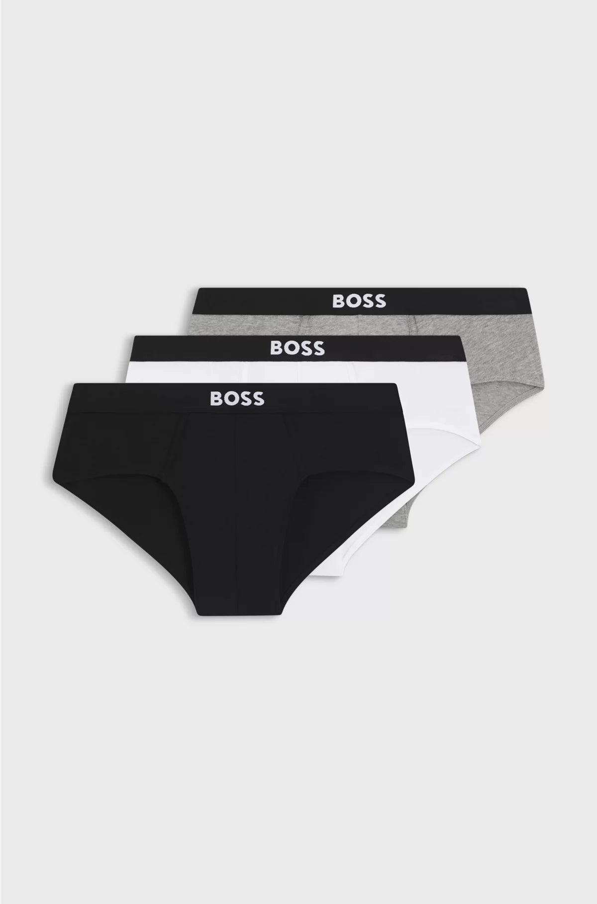 THREE-PACK OF STRETCH-COTTON BRIEFS WITH LOGO WAISTBANDS