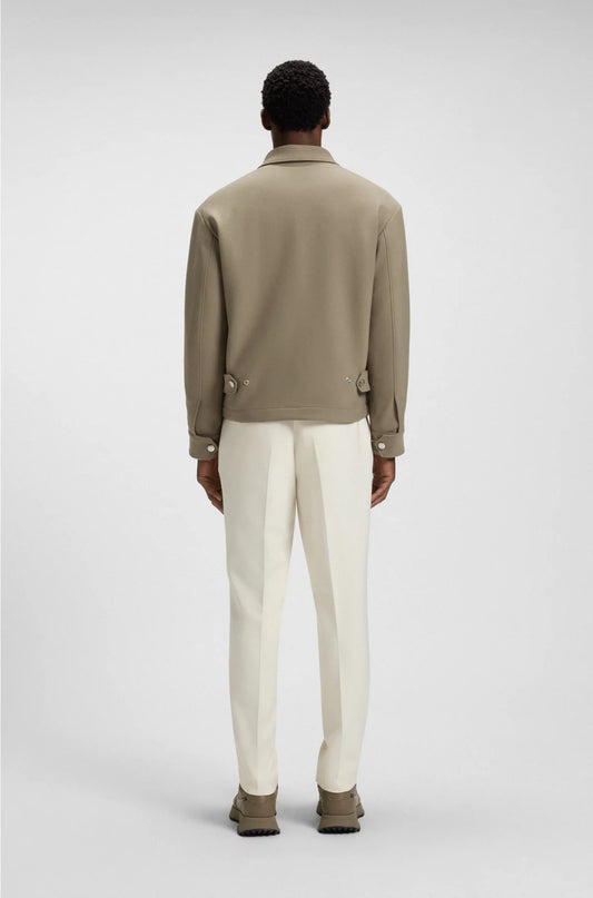 RELAXED-FIT JACKET IN STRETCH FABRIC WITH WING COLLAR