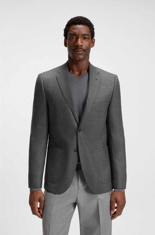 REGULAR-FIT BLAZER IN PATTERNED VIRGIN WOOL