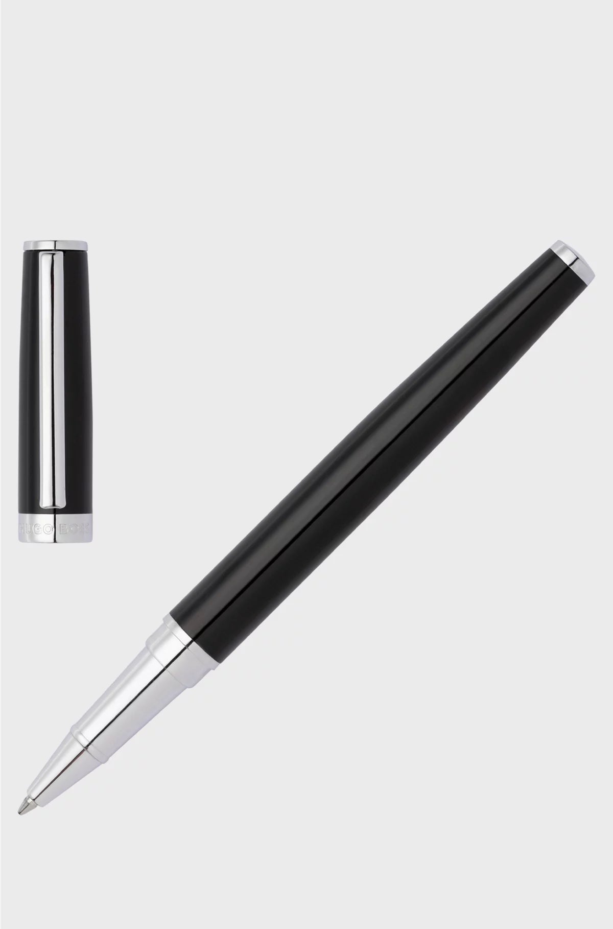 GLOSSY-BLACK LACQUER ROLLERBALL PEN WITH LOGO RING