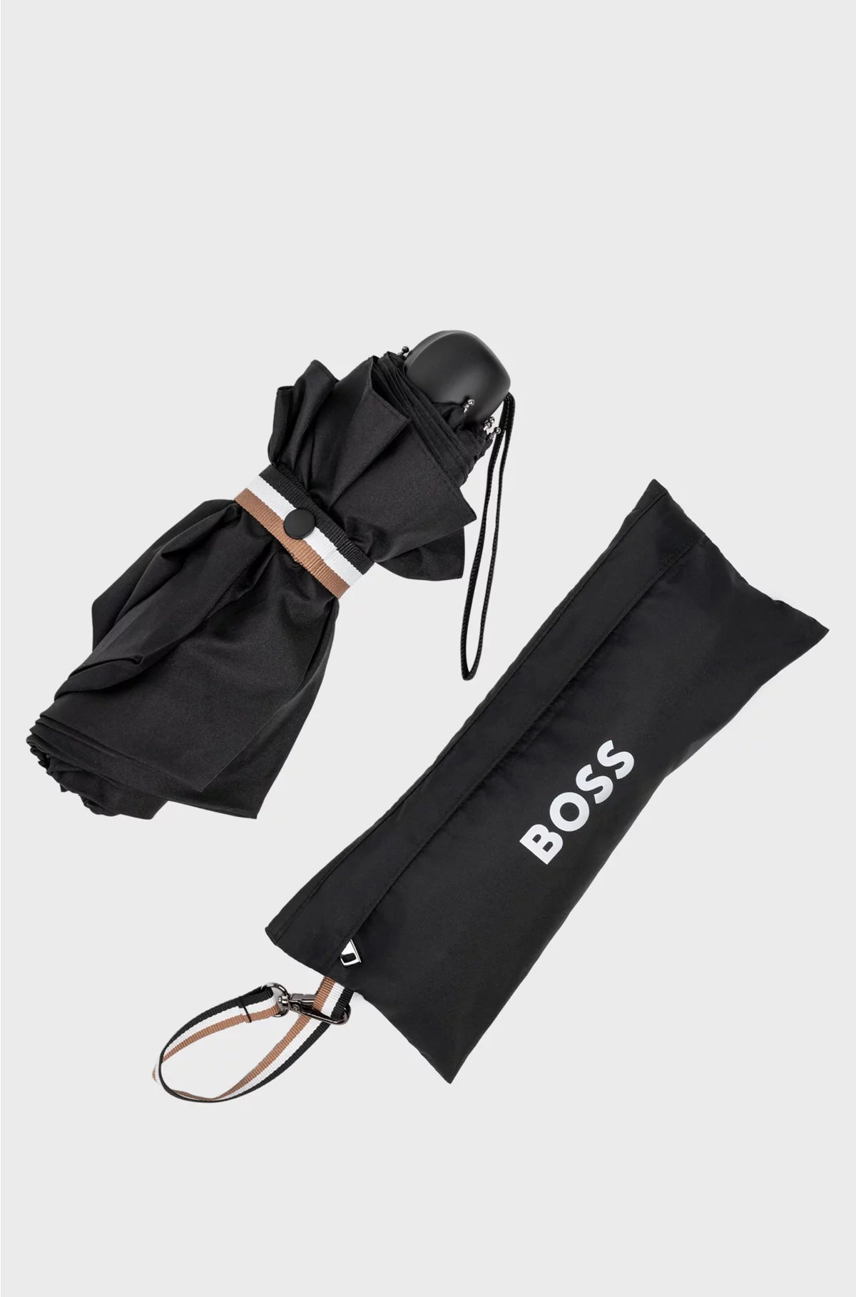 MINI UMBRELLA WITH SIGNATURE-STRIPE CLOSING STRAP