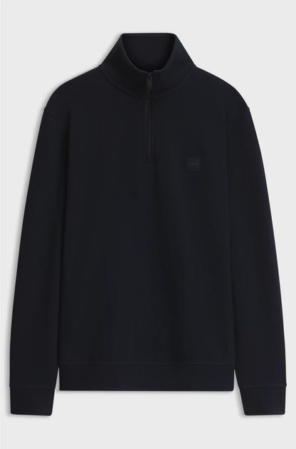 ZIP-NECK SWEATSHIRT IN COTTON TERRY WITH LOGO PATCH