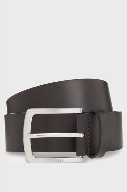 ITALIAN-LEATHER BELT WITH LOGO-ENGRAVED BUCKLE