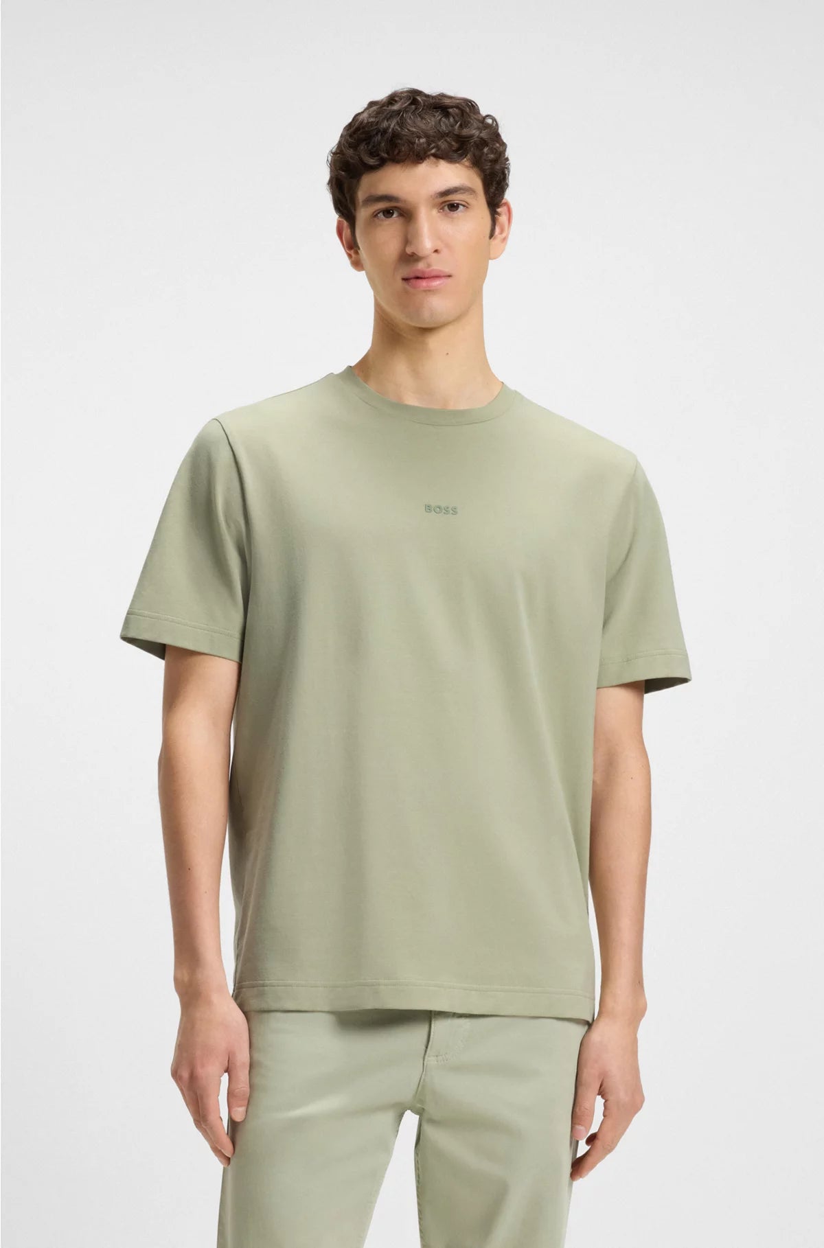 STRETCH-COTTON T-SHIRT WITH LOGO PRINT
