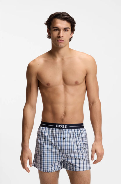 TWO-PACK OF COTTON PYJAMA SHORTS WITH LOGO WAISTBANDS