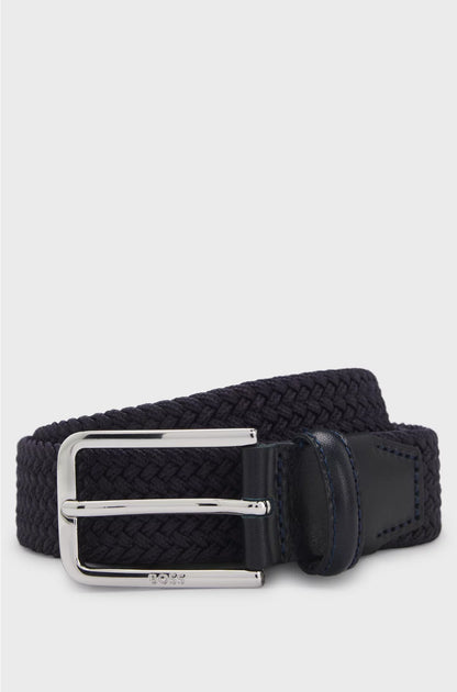 WOVEN BELT WITH LEATHER FACINGS
