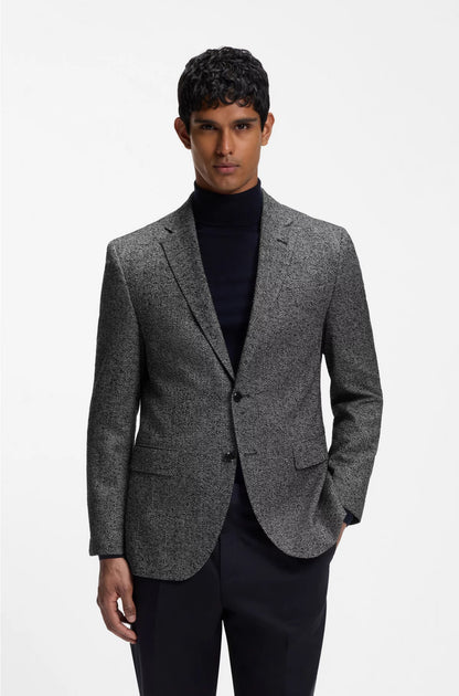 REGULAR-FIT JACKET IN A HERRINGBONE WOOL BLEND