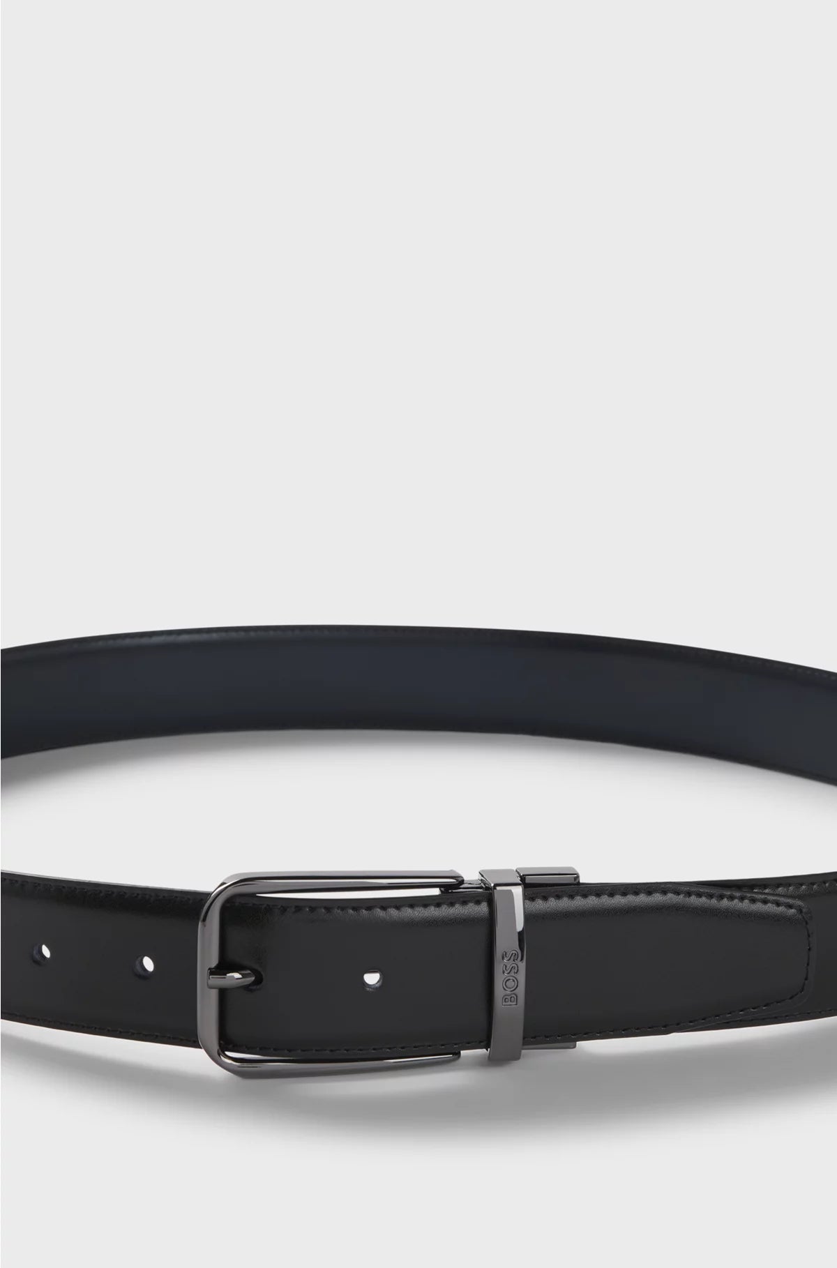 REVERSIBLE ITALIAN-LEATHER BELT WITH BRANDED KEEPER