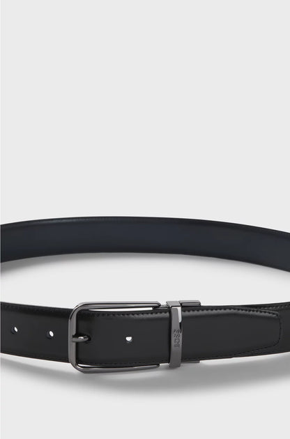 REVERSIBLE ITALIAN-LEATHER BELT WITH BRANDED KEEPER