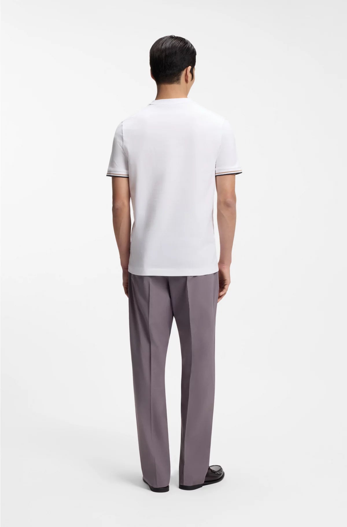 COTTON-JERSEY T-SHIRT WITH SIGNATURE-STRIPE CUFFS