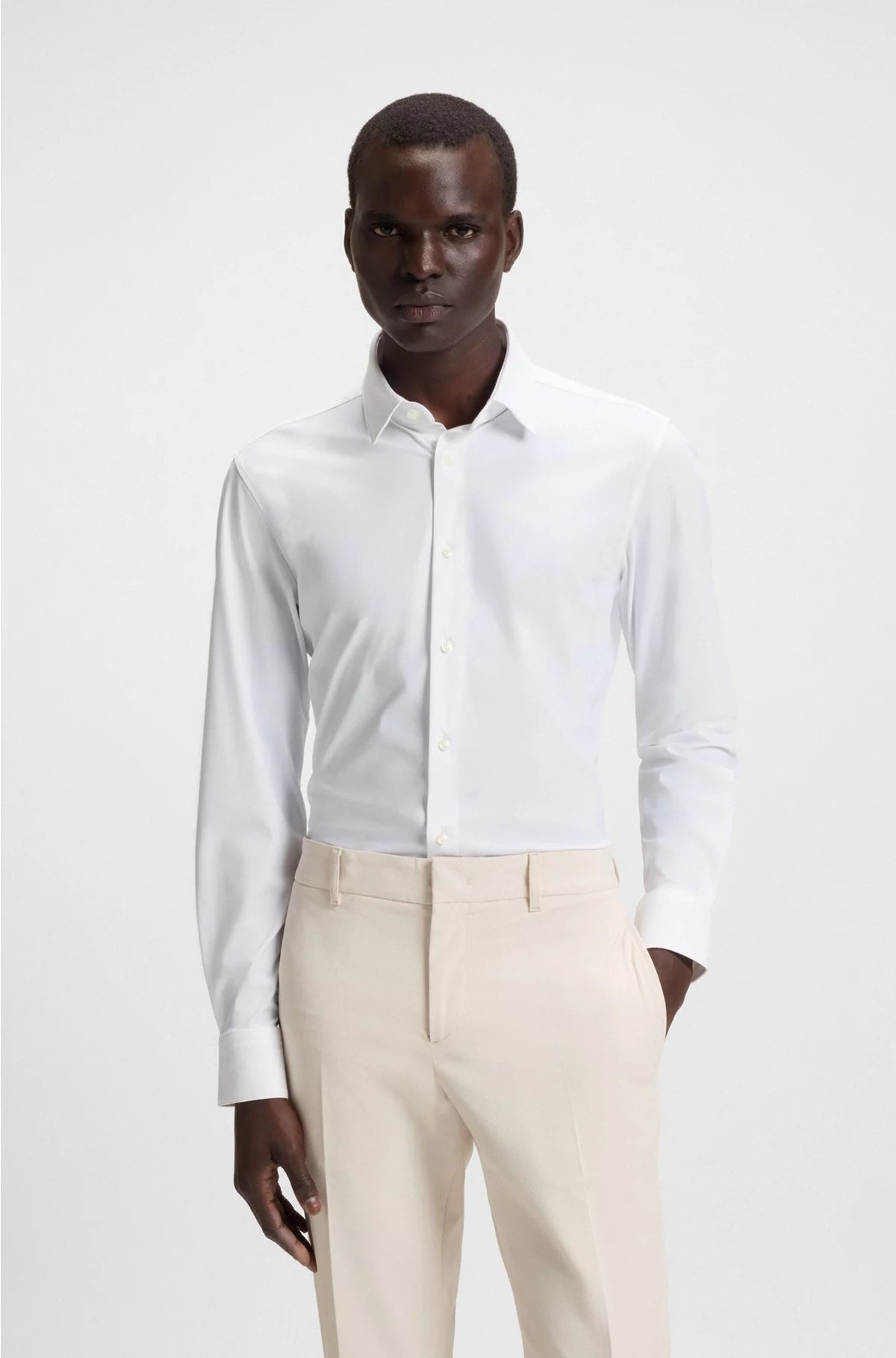 SLIM-FIT SHIRT IN PERFORMANCE-STRETCH JERSEY