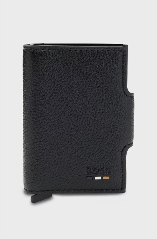 GRAINED FAUX-LEATHER CARD HOLDER WITH ALUMINIUM CASE