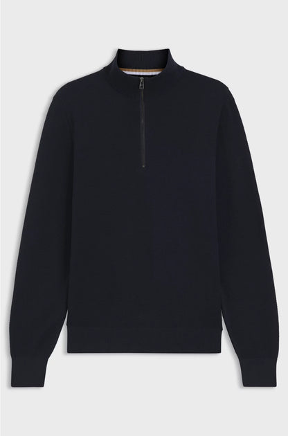QUARTER-ZIP COTTON SWEATER WITH KNITTED STRUCTURE