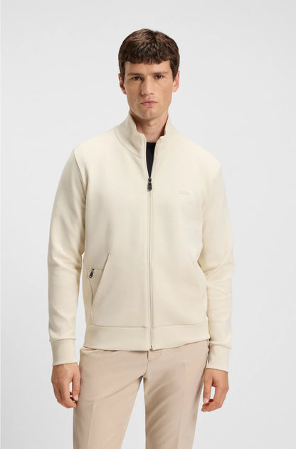 STRETCH-COTTON ZIP-UP SWEATSHIRT WITH LOGO PRINT