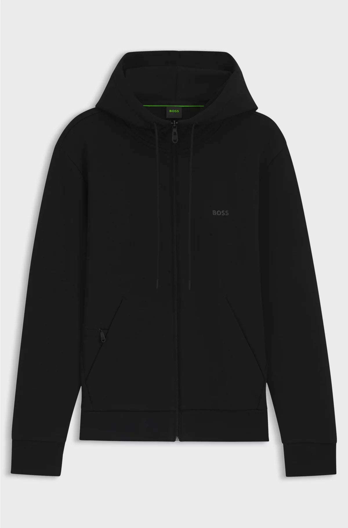 STRETCH-COTTON ZIP-UP HOODIE WITH LOGO PRINT