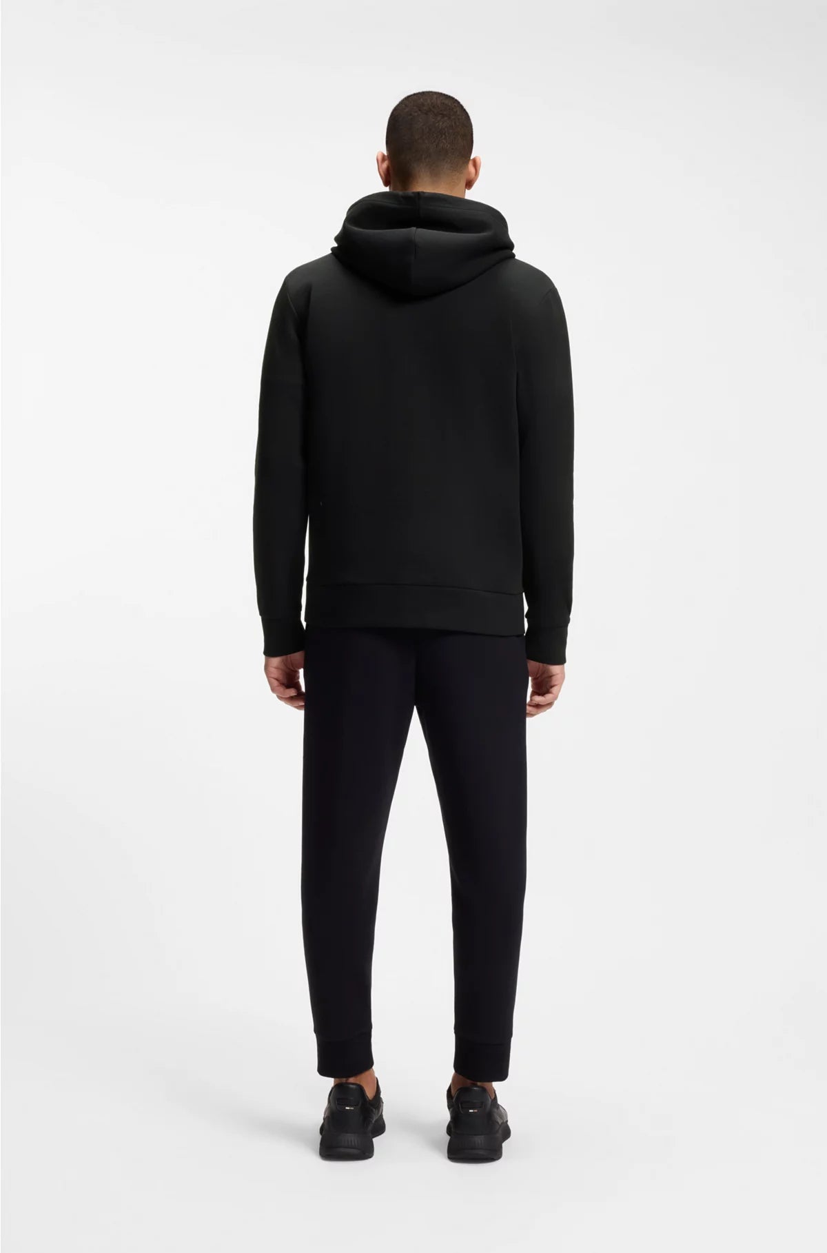 STRETCH-COTTON ZIP-UP HOODIE WITH LOGO PRINT