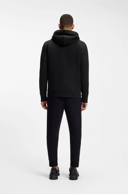 STRETCH-COTTON ZIP-UP HOODIE WITH LOGO PRINT