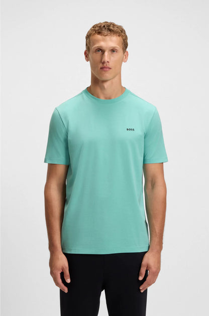 STRETCH-COTTON T-SHIRT WITH CONTRAST LOGO