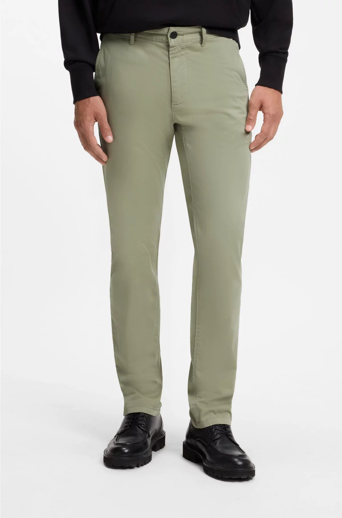 SLIM-FIT TROUSERS IN STRETCH-COTTON SATIN