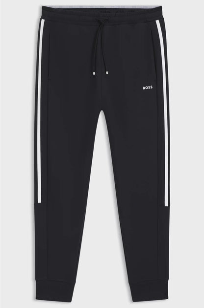 STRETCH-COTTON TRACKSUIT BOTTOMS WITH STRIPE INSERT