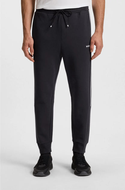 STRETCH-COTTON TRACKSUIT BOTTOMS WITH STRIPE INSERT