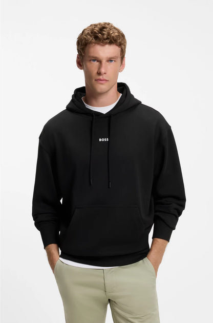 FLEECE HOODIE IN COTTON TERRY WITH CONTRAST LOGO