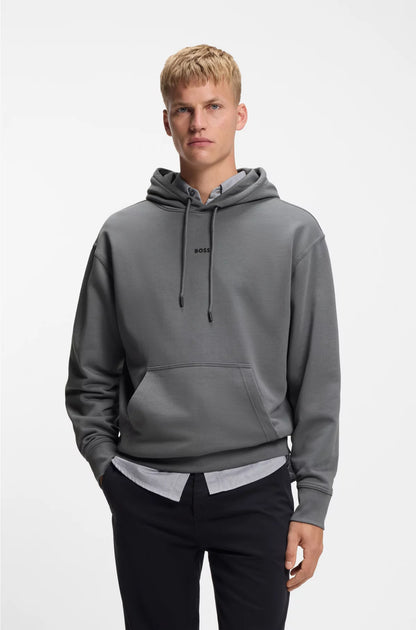FLEECE HOODIE IN COTTON TERRY WITH CONTRAST LOGO