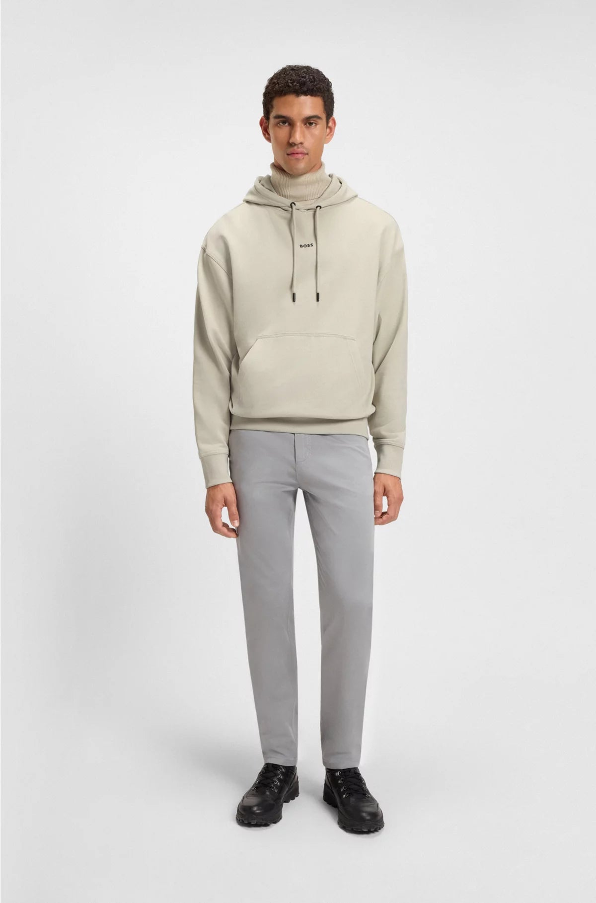 FLEECE HOODIE IN COTTON TERRY WITH CONTRAST LOGO