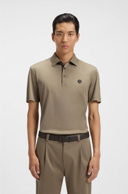 MERCERISED-COTTON POLO SHIRT WITH DOUBLE MONOGRAM