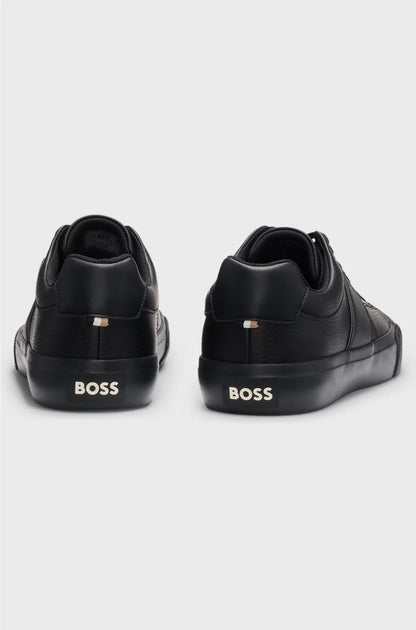 FAUX-LEATHER TRAINERS WITH PLAIN AND GRAINED TEXTURES