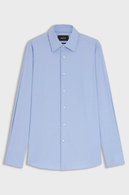 SLIM-FIT SHIRT IN STRUCTURED ITALIAN STRETCH COTTON