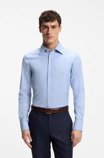 SLIM-FIT SHIRT IN STRUCTURED ITALIAN STRETCH COTTON