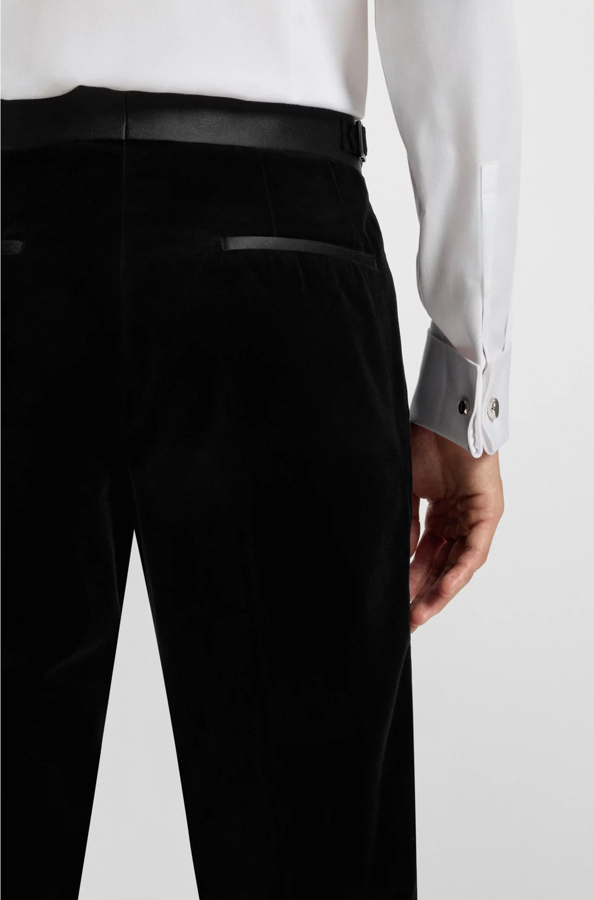 SLIM-FIT TUXEDO TROUSERS IN COTTON VELVET