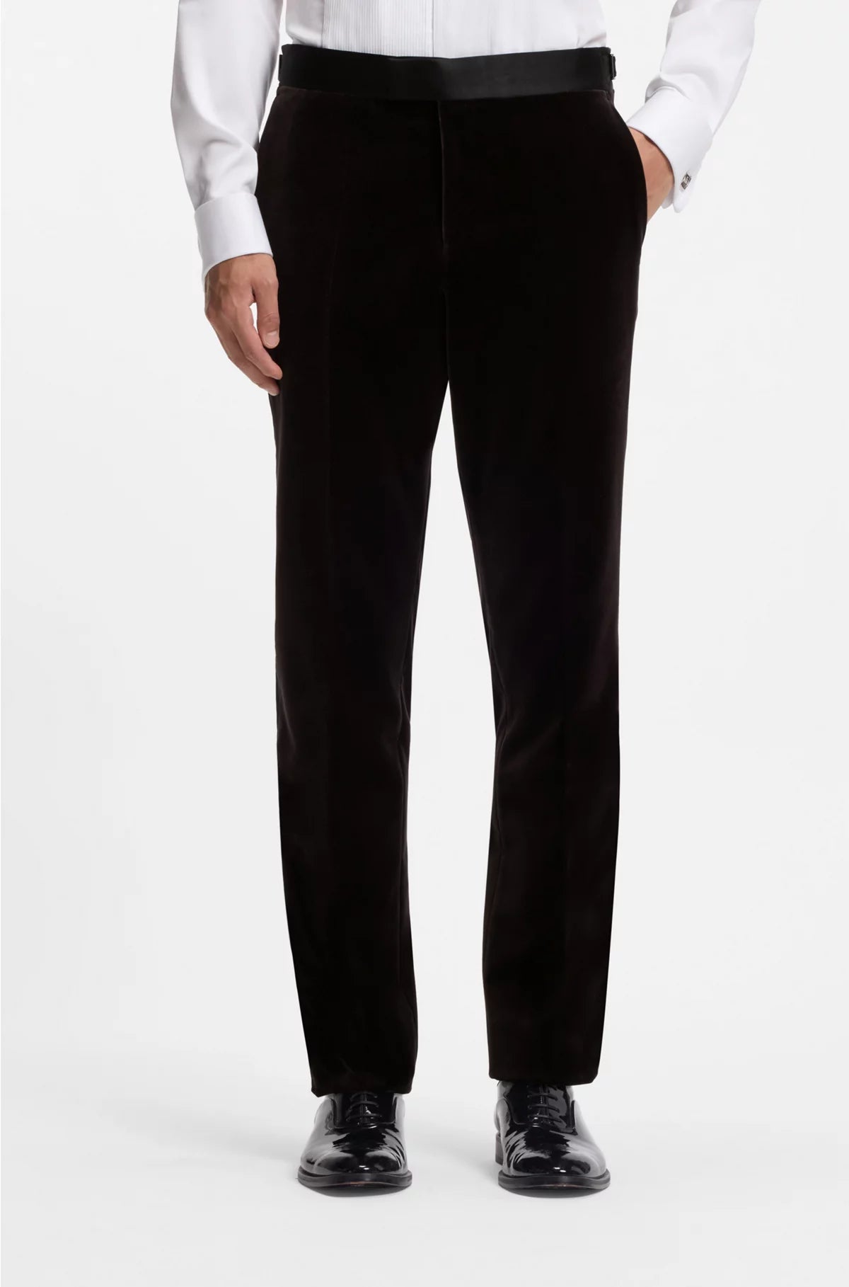 SLIM-FIT TUXEDO TROUSERS IN COTTON VELVET