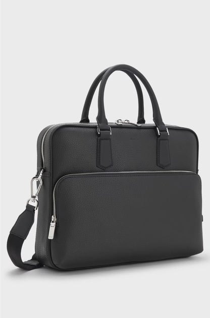 GRAINED ITALIAN-LEATHER DOCUMENT CASE WITH EMBOSSED LOGO