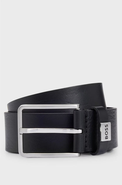 ITALIAN-LEATHER BELT WITH LOGO KEEPER