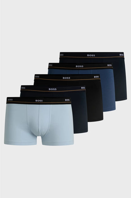 FIVE-PACK OF STRETCH-COTTON TRUNKS WITH LOGO WAISTBANDS