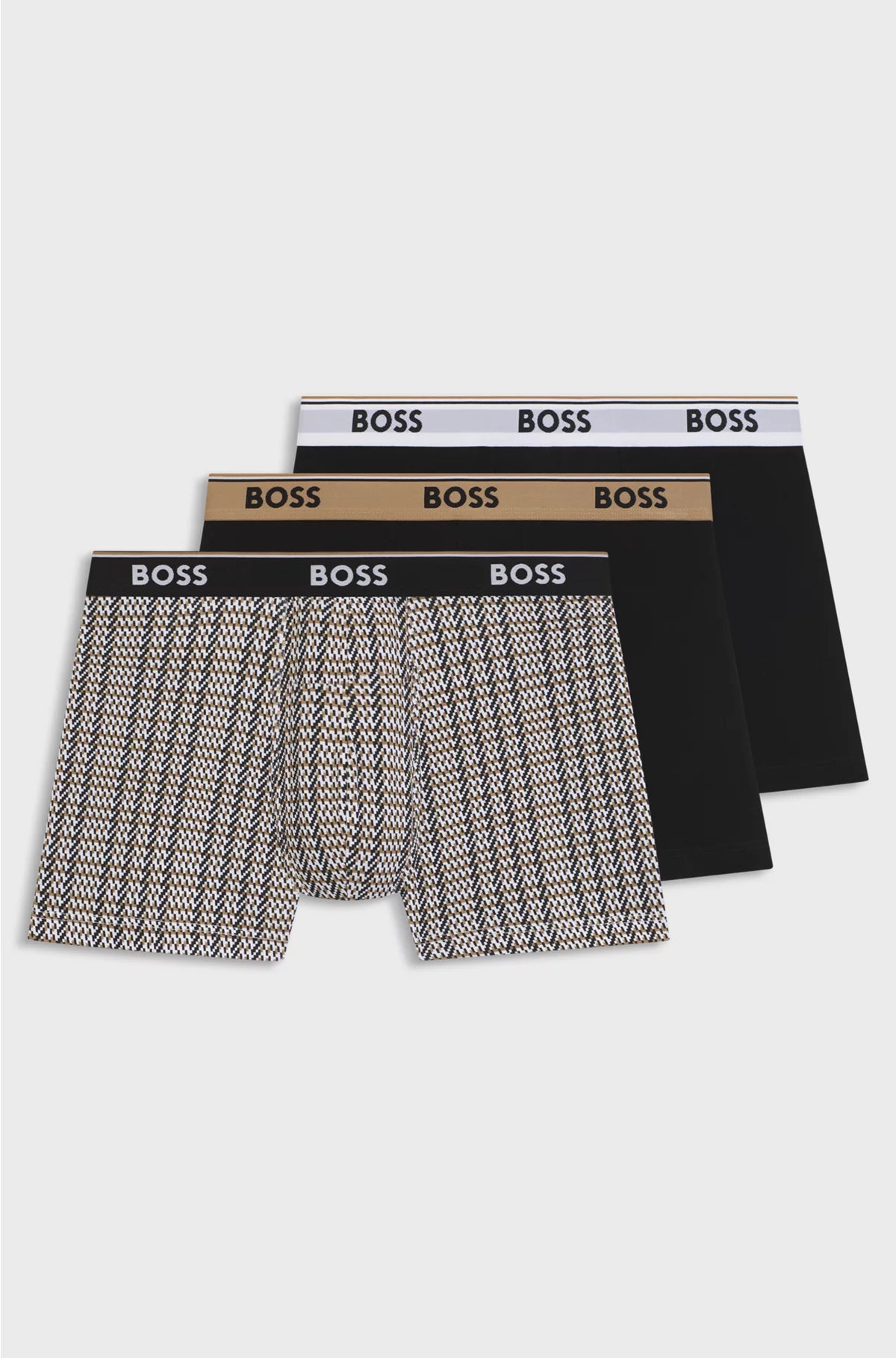 THREE-PACK OF STRETCH-COTTON BOXER BRIEFS WITH LOGOS