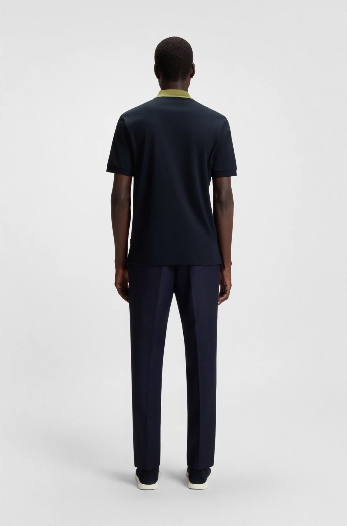 MERCERISED-COTTON SLIM-FIT POLO SHIRT WITH COLLAR STRIPE
