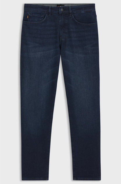 TAPERED-FIT JEANS IN BLUE COMFORT-STRETCH DENIM