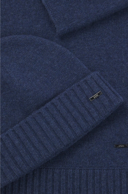 WOOL-BLEND BEANIE HAT AND SCARF GIFT SET